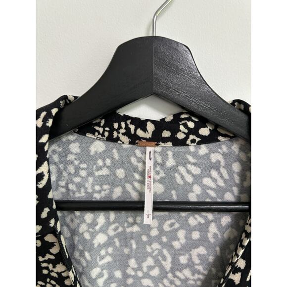 NWT Free People Marsaille Mini Wrap Dress size L Black Animal Print Cut Out - Picture 8 of 13